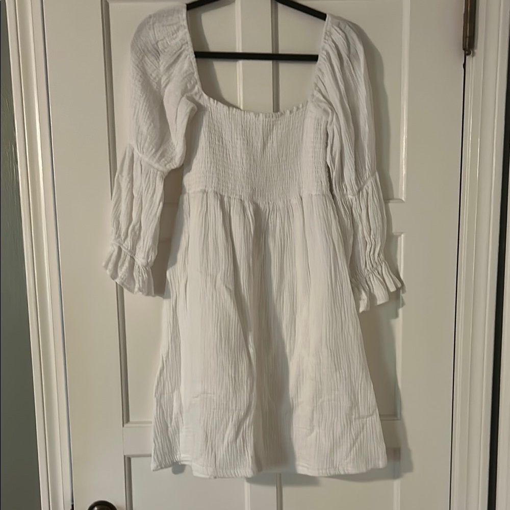 O.P.T. White Smocked Dress
